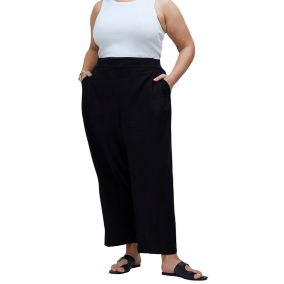 Madewell Plus Pull On Straight Crop Linen Blend Black Pants Size 14W Capsule - Picture 1 of 8